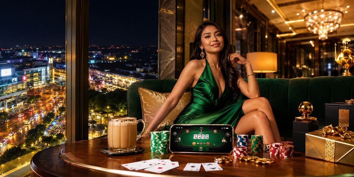 Permainan poker dengan tema Johor Bahru bergaya kasino digital